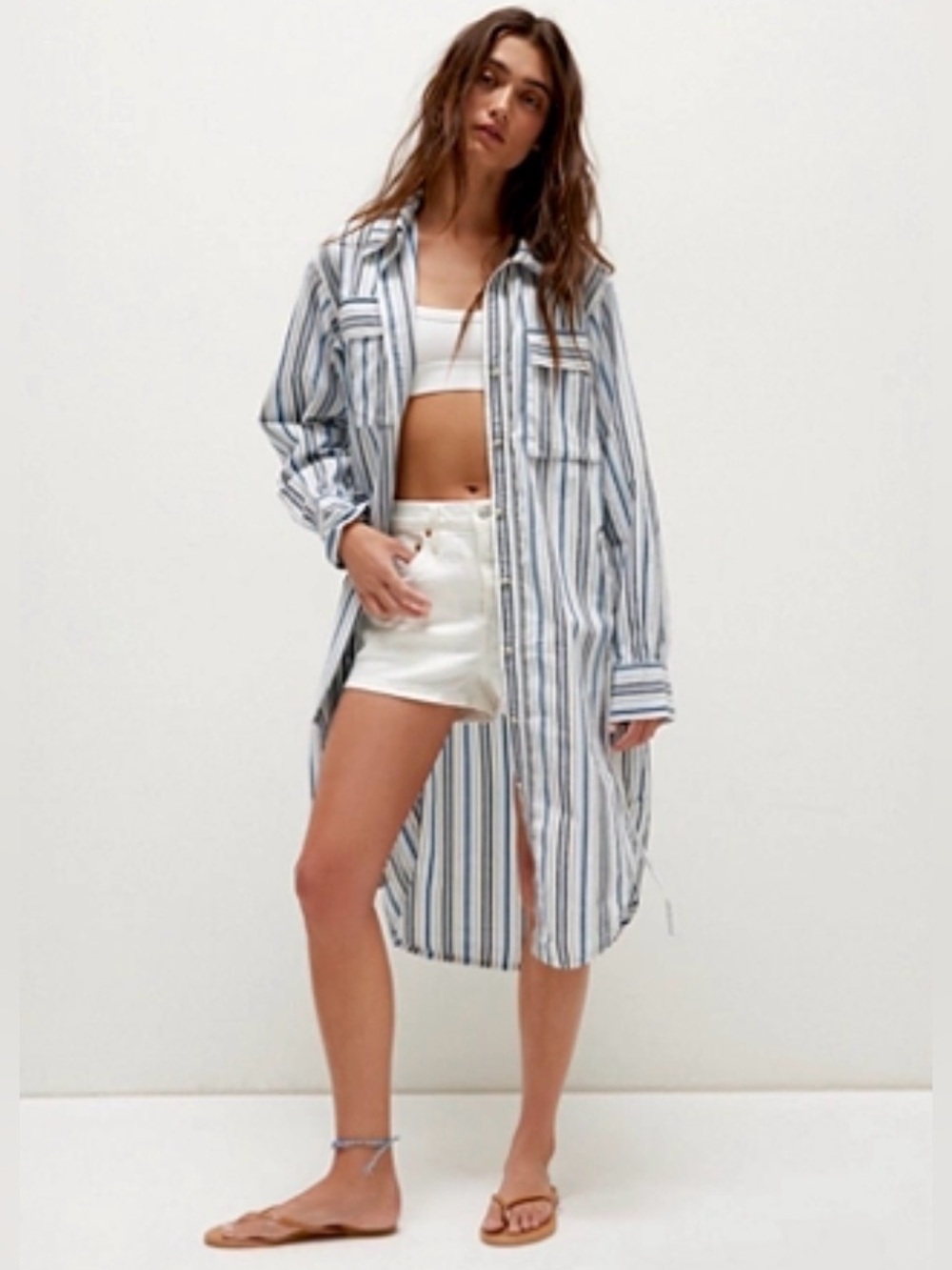 We The Free Blue and White Striped Tunic